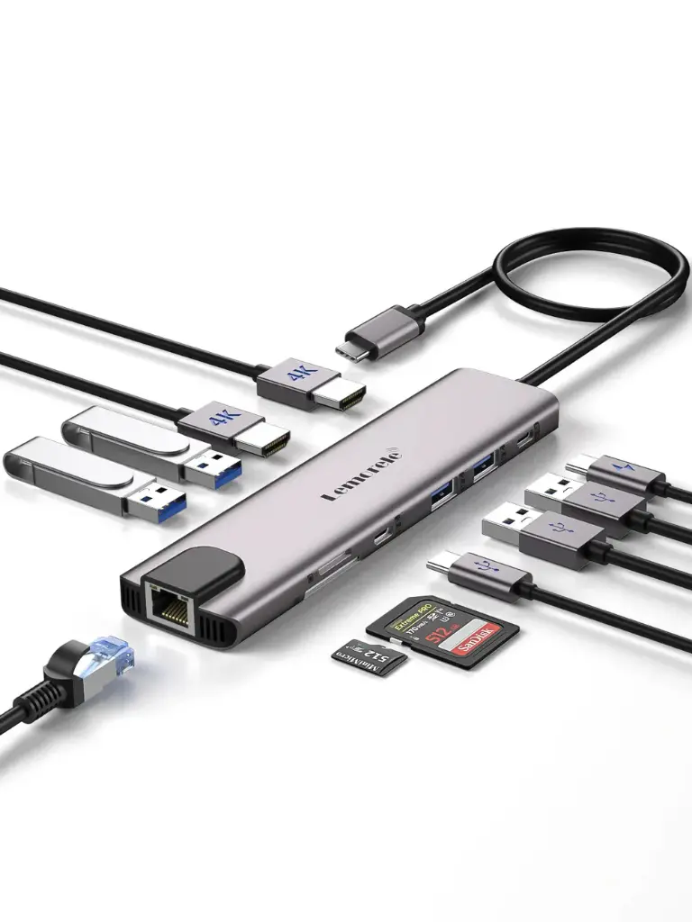 Lemorele TC65L Doble Salida HDMI y HUB USB-C 11 en 1