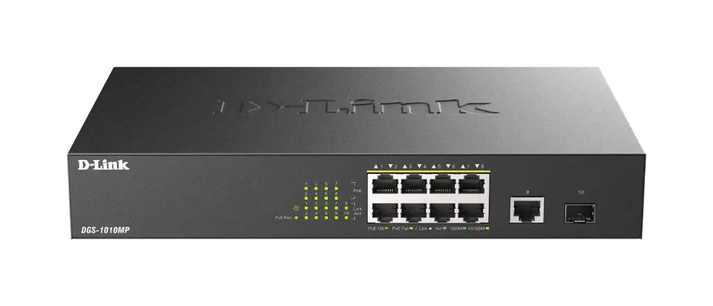 DGS-1010MP 10-PORT GIGABIT PoE SWITCH WITH 8 PoE PORTS 125W  