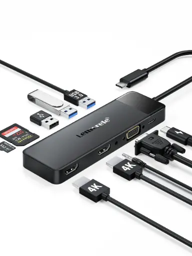 Lemorele TC94 Docking Station USB-C 10 en 1 con Triple Salida de Video y Audio 3,5 mm