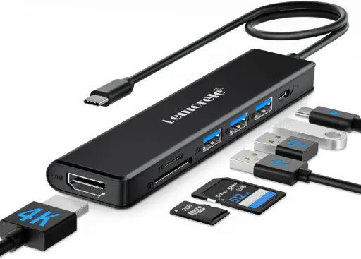 Lemorele TC70L Hub USB-C 7 en 1 con HDMI, lector SD y Micro SD
