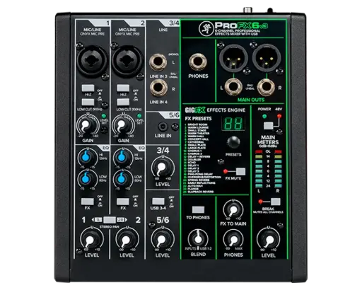ProFX6v3 Mesa de mezclas analógica profesional de 6 canales con Usb